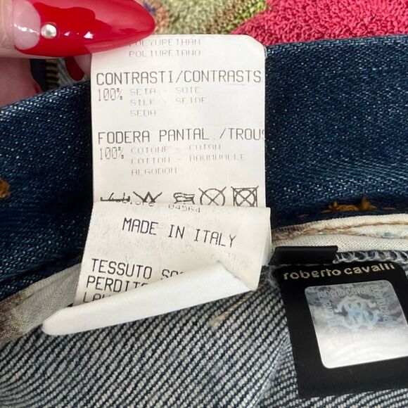 Roberto Cavalli Denim Silk Lined Animal Zebra Print Jean Shorts Size EU 42 - Picture 7 of 8